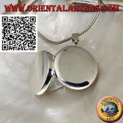 Photo frame pendant in smooth flat round silver (25 mm.)