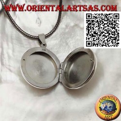 Pendentif cadre photo en argent rond plat lisse (25 mm.)