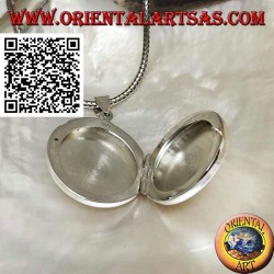 Photo frame pendant in smooth flat round silver (25 mm.)