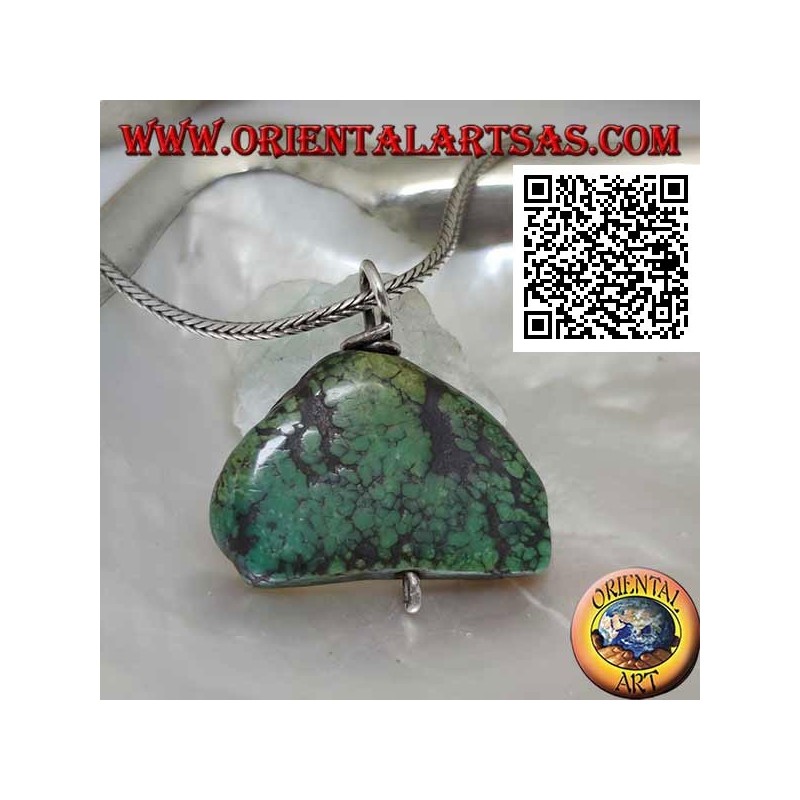 Colgante antiguo de turquesa tibetana con gancho de plata