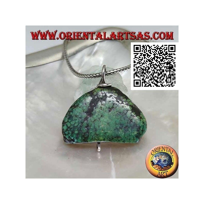 Colgante antiguo de turquesa tibetana con gancho de plata