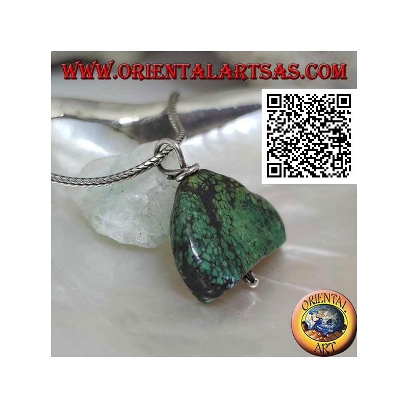 Colgante antiguo de turquesa tibetana con gancho de plata