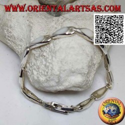 Silver bracelet with 11 pear-shaped mother of pearl on silver plates
