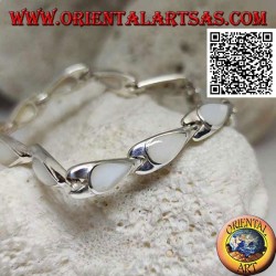Silver bracelet with 11 pear-shaped mother of pearl on silver plates