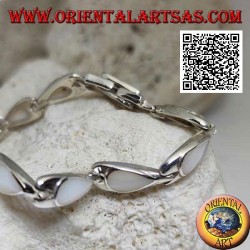 Bracelet en argent avec 11 nacre en forme de poire sur plaques d'argent