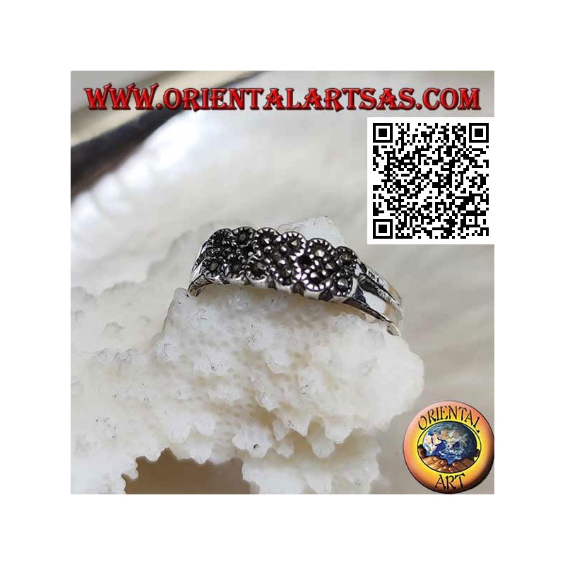 Silberring mit drei Markasitkreuzen