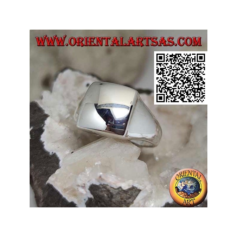 Glatter Silberring mit erhabenem konvexem Quadrat 14 * 14