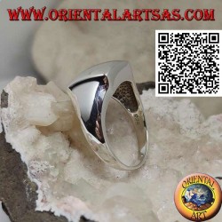 Bague en argent lisse avec carré convexe en relief 14 * 14