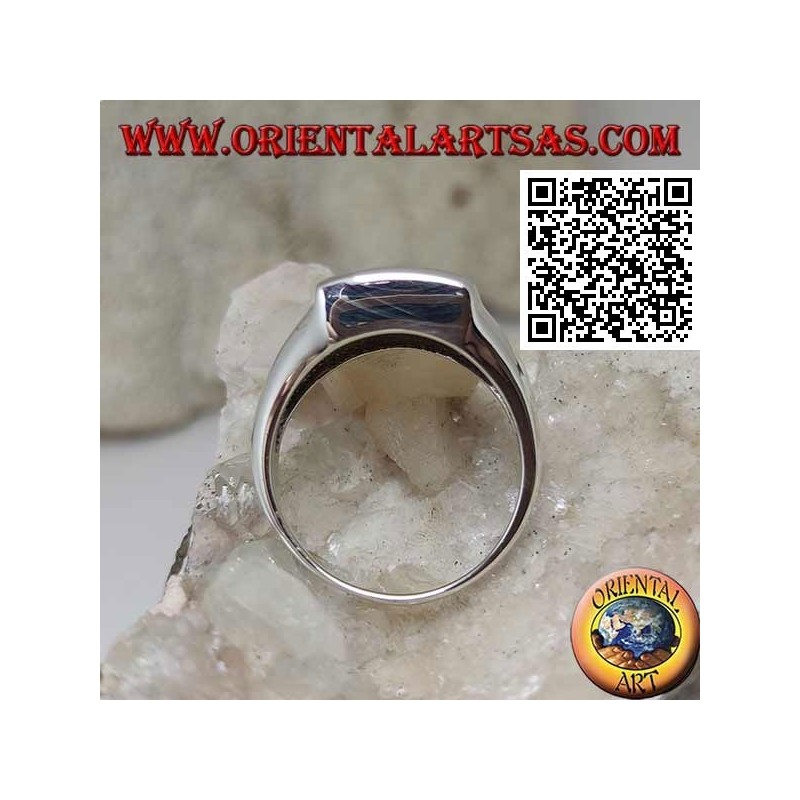 Smooth silver ring with raised convex square 14 * 14