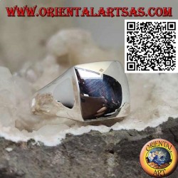 Anillo de plata lisa con cuadrado convexo elevado 14 * 14