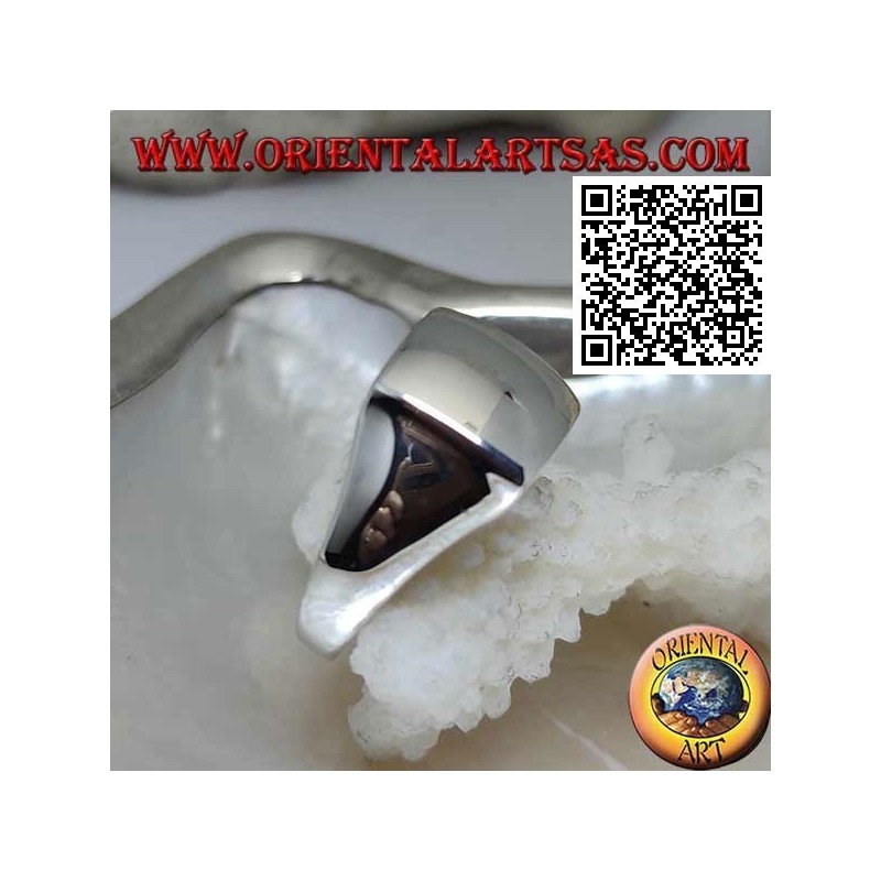 Anillo de plata lisa con cuadrado convexo elevado 14 * 14