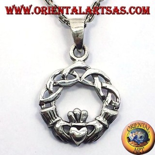 claddagh Anhänger mit keltischen Knoten Silber