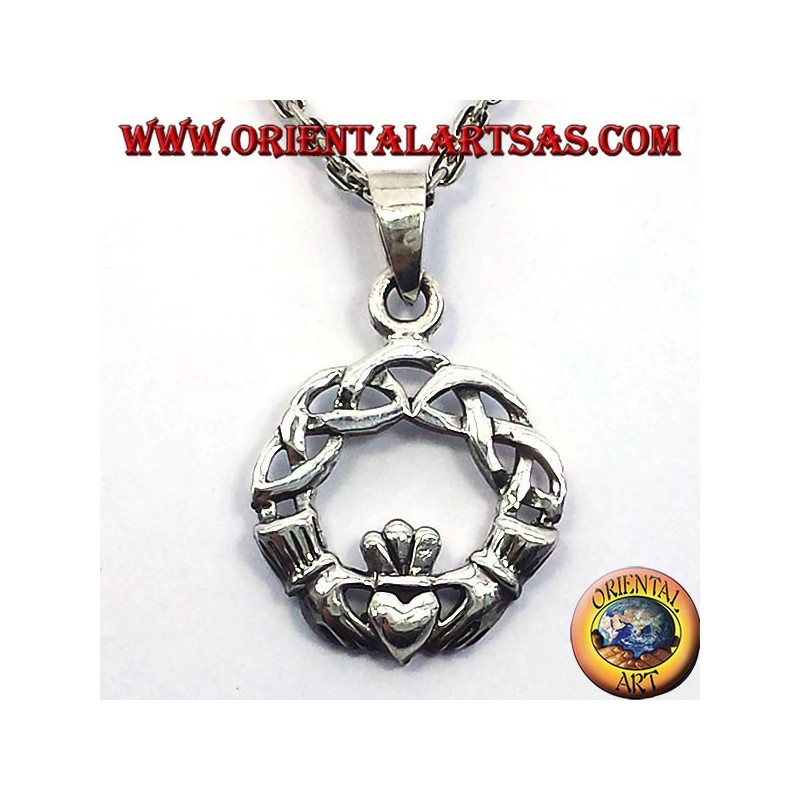 Pendentif claddagh avec noeud celtique argent