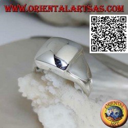 Anillo de plata lisa con cuadrado convexo elevado 14 * 14