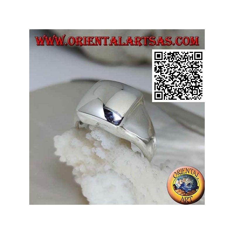 Anillo de plata lisa con cuadrado convexo elevado 14 * 14