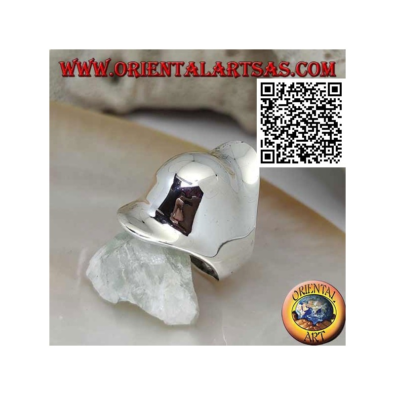 Smooth silver ring in the shape of an armor cap