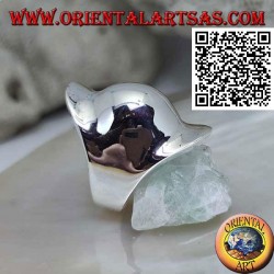 Smooth silver ring in the shape of an armor cap