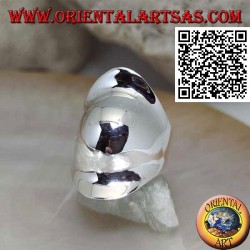 Smooth silver ring in the shape of an armor cap