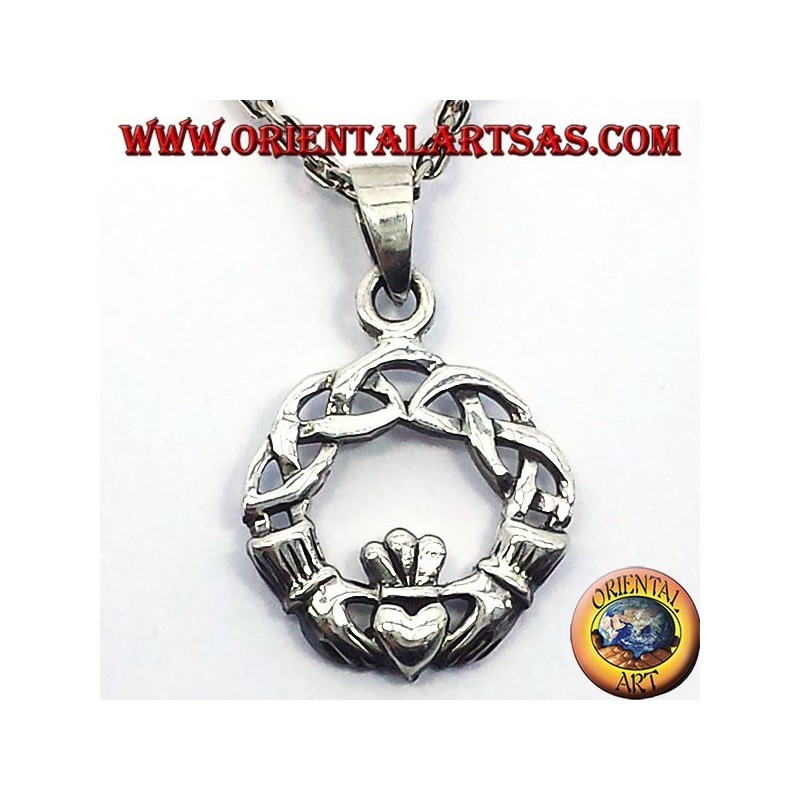 claddagh Anhänger mit keltischen Knoten Silber