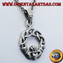 Pendentif claddagh avec noeud celtique argent