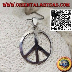 Silver pendant in the shape of a smooth peace symbol (Ø 40 mm.)