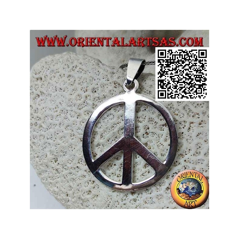 Ciondolo in argento a forma di simbolo della pace liscio (Ø 40 mm.)