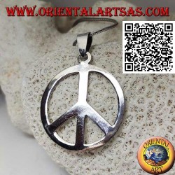 Pendentif en argent en forme de symbole de paix lisse (Ø 40 mm.)