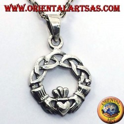 Pendentif claddagh avec noeud celtique argent