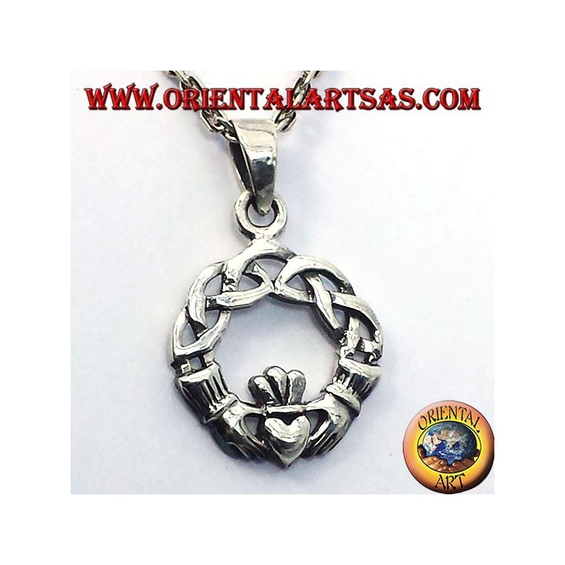 Pendentif claddagh avec noeud celtique argent