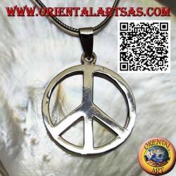 Silver pendant in the shape of a smooth peace symbol (Ø 40 mm.)