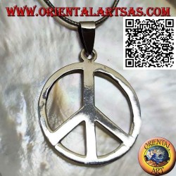 Pendentif en argent en forme de symbole de paix lisse (Ø 40 mm.)