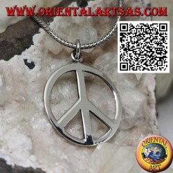 Silver pendant in the shape of a smooth peace symbol (Ø 27 mm.)