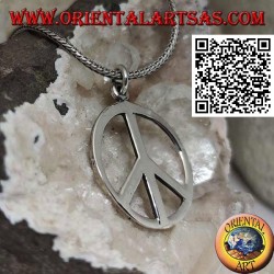 Pendentif en argent en forme de symbole de paix lisse (Ø 27 mm.)