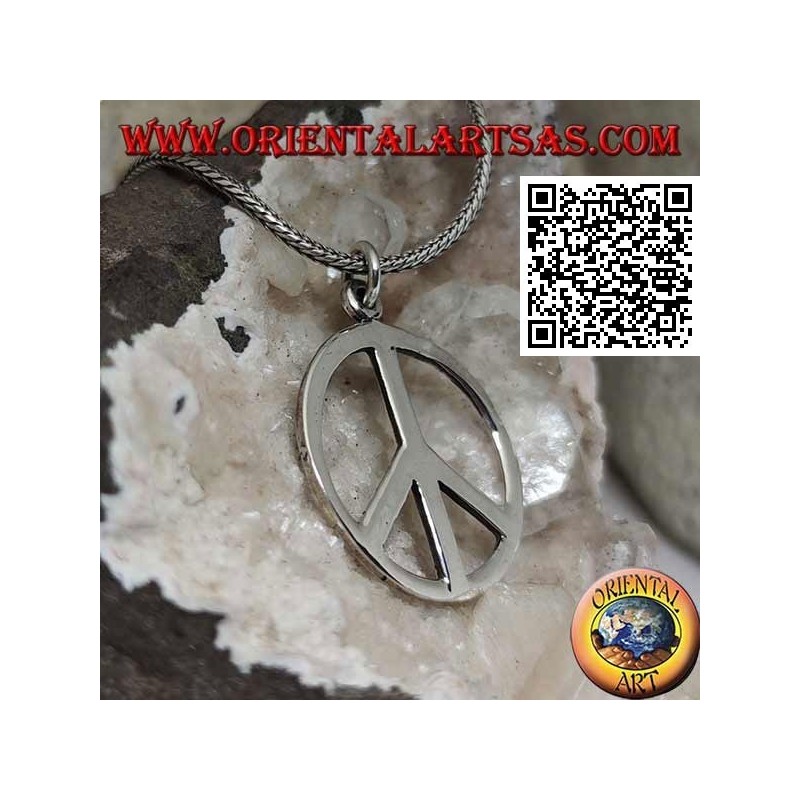 Ciondolo in argento a forma di simbolo della pace liscio (Ø 27 mm.)