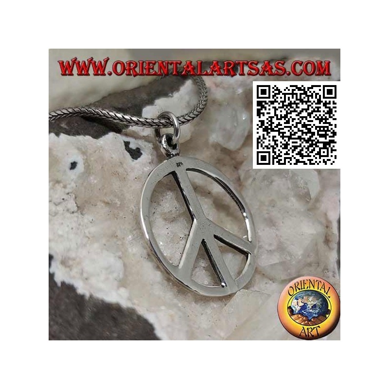 Colgante de plata en forma de símbolo de la paz liso (Ø 27 mm.)