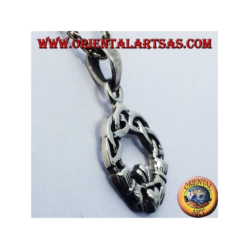 claddagh pendant with Celtic knot silver