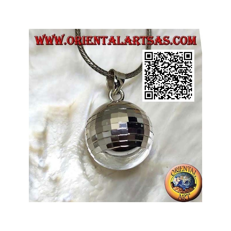 Ciondolo in argento "Richiamo degli Angeli" a quadretti speculari (Ø 20 mm.)