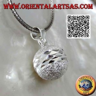 Ciondolo in argento "Richiamo degli Angeli" sabbiato tagliato da doppia fascia diamantata (Ø 14mm.)