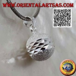 Colgante de plata pulida con chorro de arena "Call of the Angels" cortado con doble banda de diamantes (Ø 14mm.)