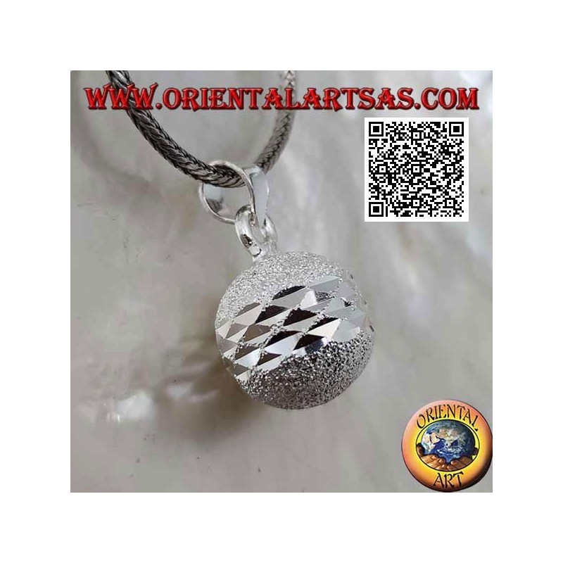 Ciondolo in argento "Chiama Angeli" sabbiato tagliato da doppia fascia diamantata (Ø 14mm.)
