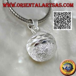 "Call of the Angels" sandblasted silver pendant cut by double diamond band (Ø 14mm.)