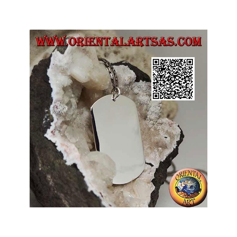 Colgante medalla de plata estilo militar lisa en ambos lados (grabado bajo pedido)