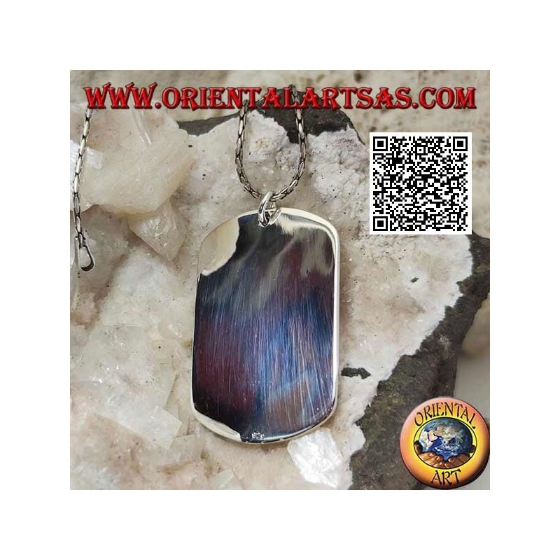 Pendentif médaille en argent de style militaire lisse des deux côtés (gravure sur demande)