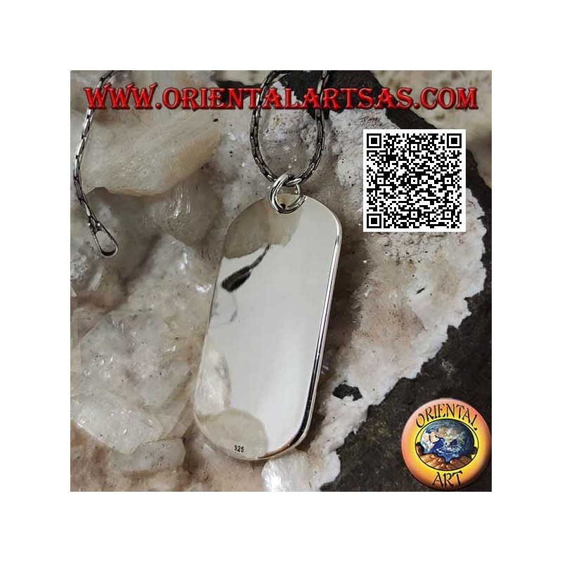 Pendentif médaille en argent de style militaire lisse des deux côtés (gravure sur demande)