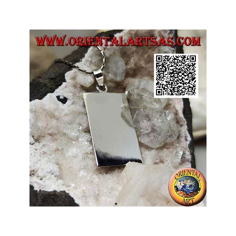 Pendentif en argent avec médaille rectangulaire lisse des deux côtés (gravure sur demande)