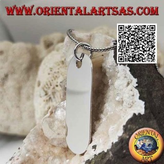 Pendentif en argent avec médaille rectangulaire biseautée lisse et satinée (gravure sur demande)