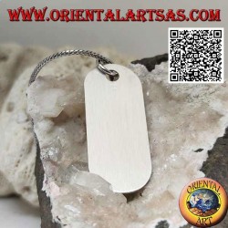 Серебряный кулон с медалью прямоугольной формы с гладкой и атласной фаской (гравировка по запросу)