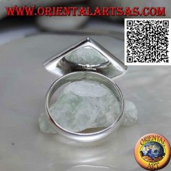 Silver ring with equilateral rhombus mother-of-pearl set with smooth edge