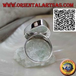 Anillo de plata con turquesa elíptica puntiaguda con borde liso