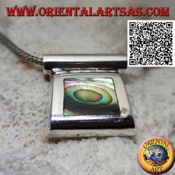 Silberanhänger mit Paua-Muschel (Abalone) auf glattem Drahtrahmen und Rohrhaken